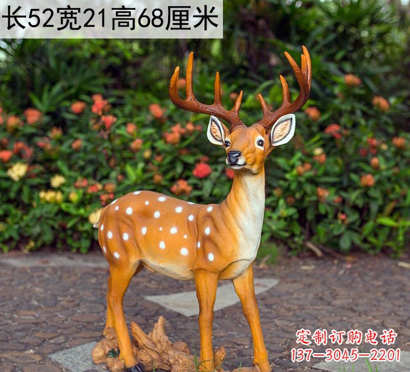 广东精美制作玻璃钢仿真梅花鹿雕塑
