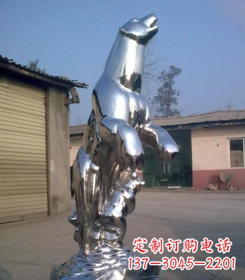 广东公园不锈钢抽象北极熊动物雕塑