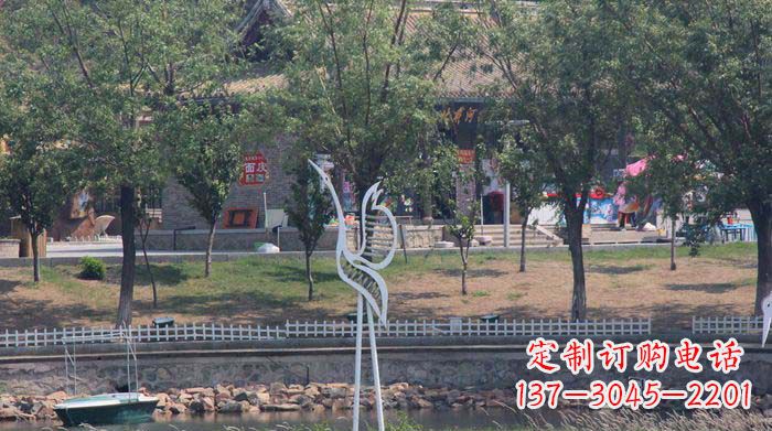 广东公园不锈钢抽象动物仙鹤雕塑
