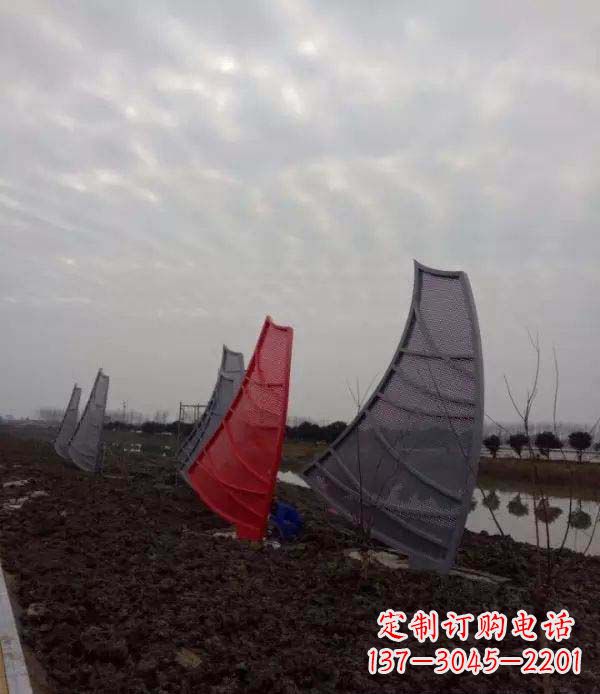 广东公园不锈钢抽象帆船雕塑