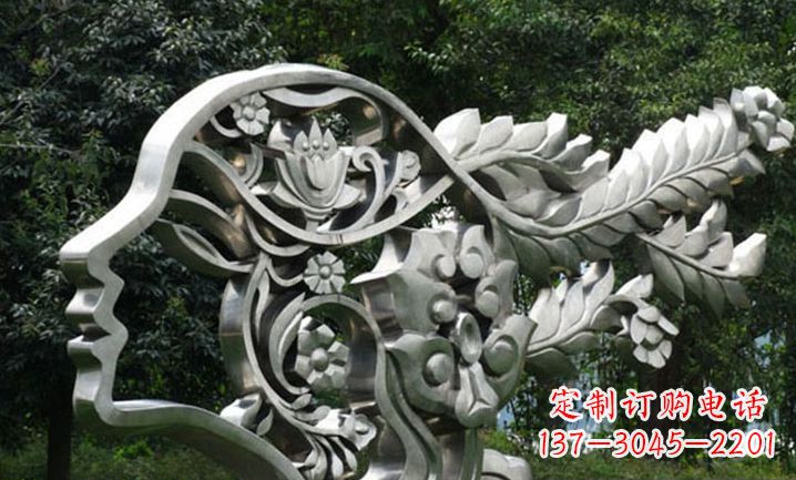 广东美丽如梦不锈钢美女雕塑