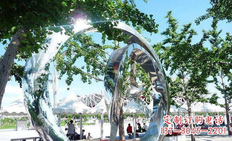 广东公园不锈钢景观圆环雕塑
