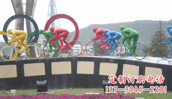广东公园不锈钢骑自行车雕塑 (2)