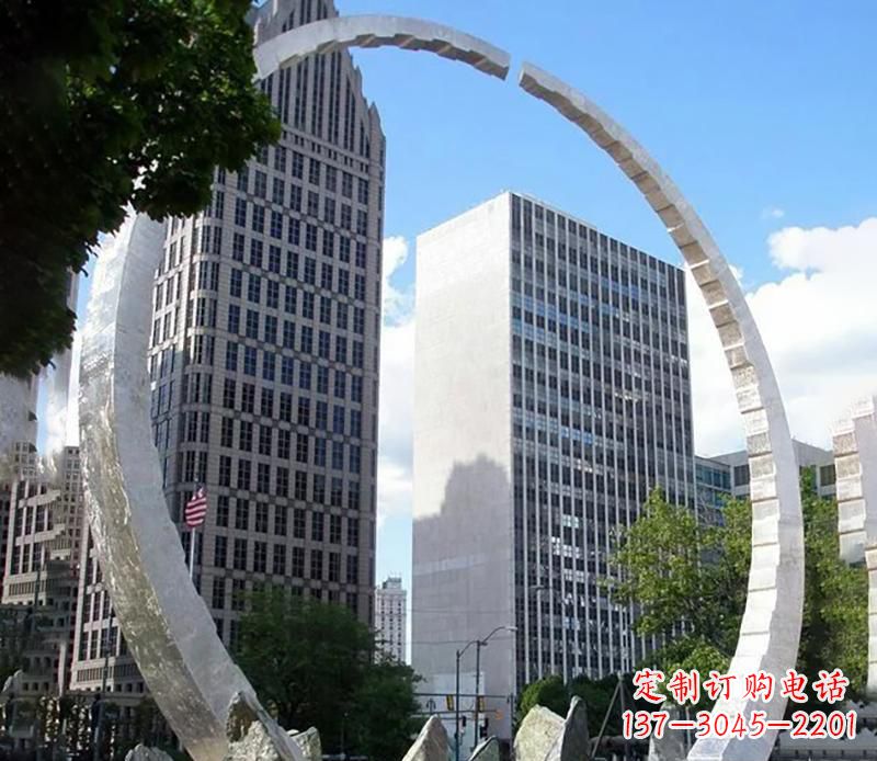 广东公园不锈钢圆环景观雕塑