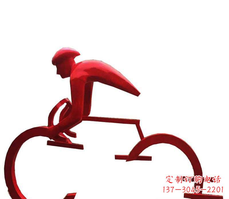 广东公园主题不锈钢自行车雕塑