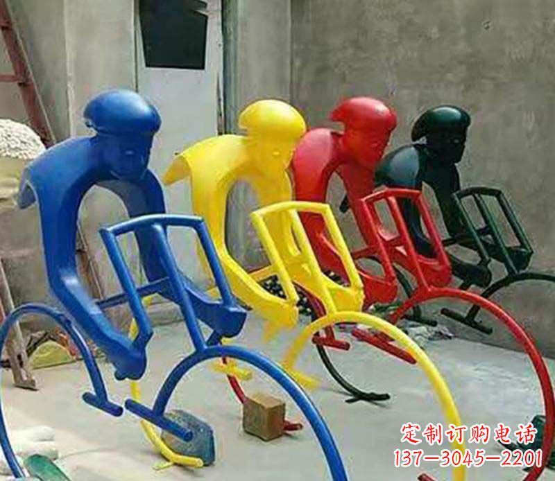 广东不锈钢自行车运动人物景观雕塑