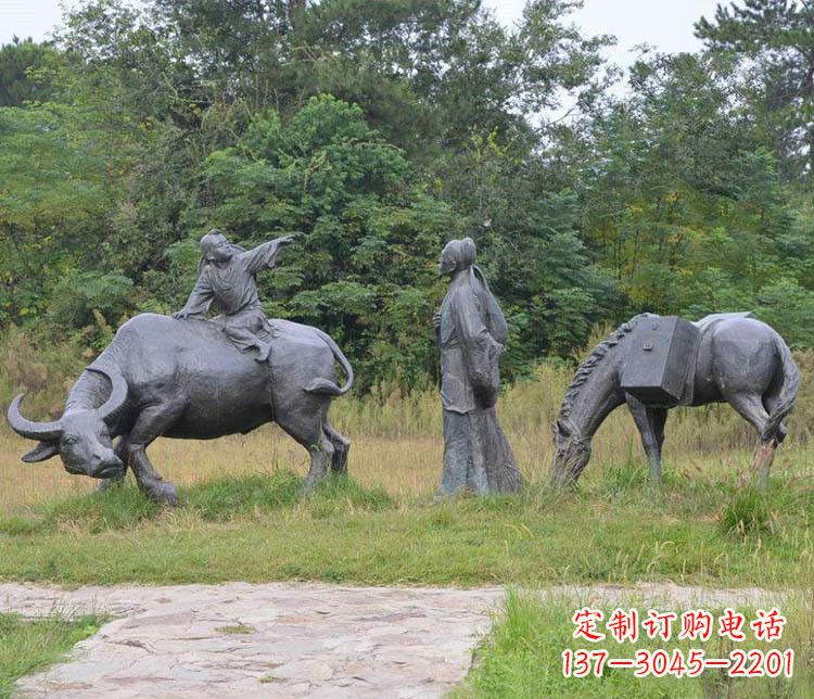 广东杜牧小品铜雕精致雕刻，传递出朴实之美