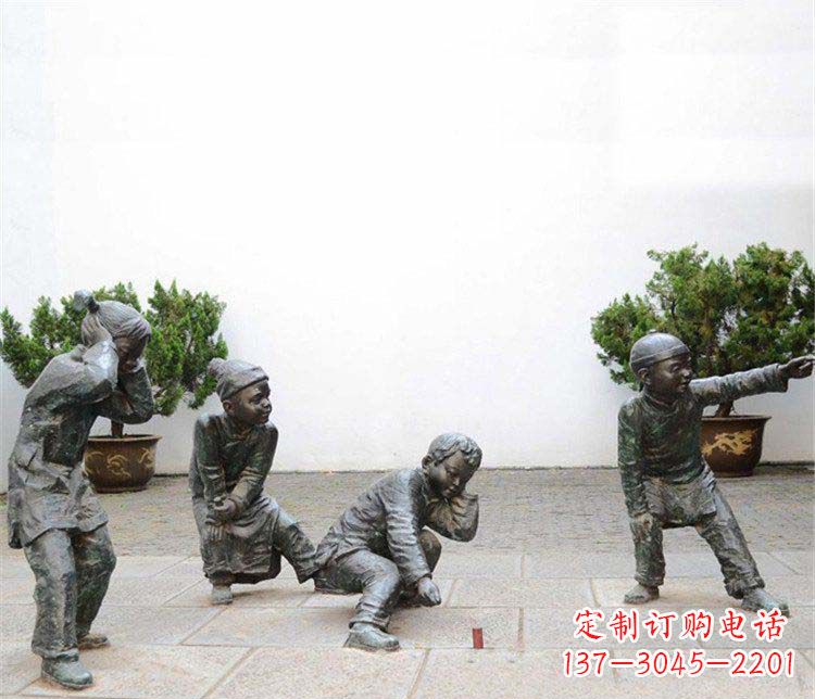广东公园放鞭炮的小孩小品铜雕