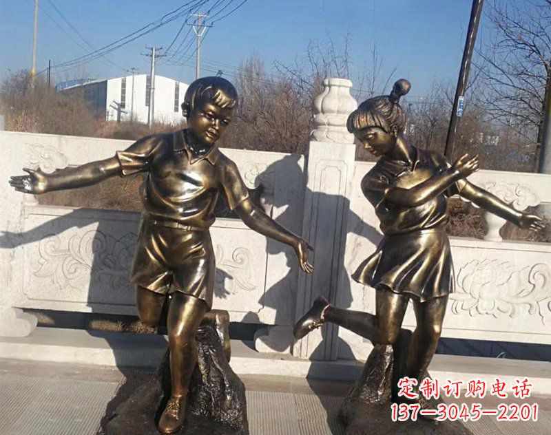 广东新颖花篮儿童铜雕