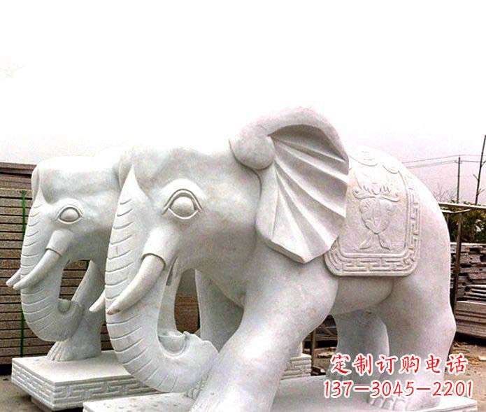 广东公园景观大理石招财大象石雕