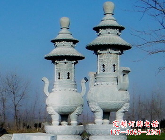 广东公园景观仿古石雕香炉