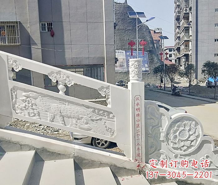 广东公园景观汉白玉石雕栏板 (5)