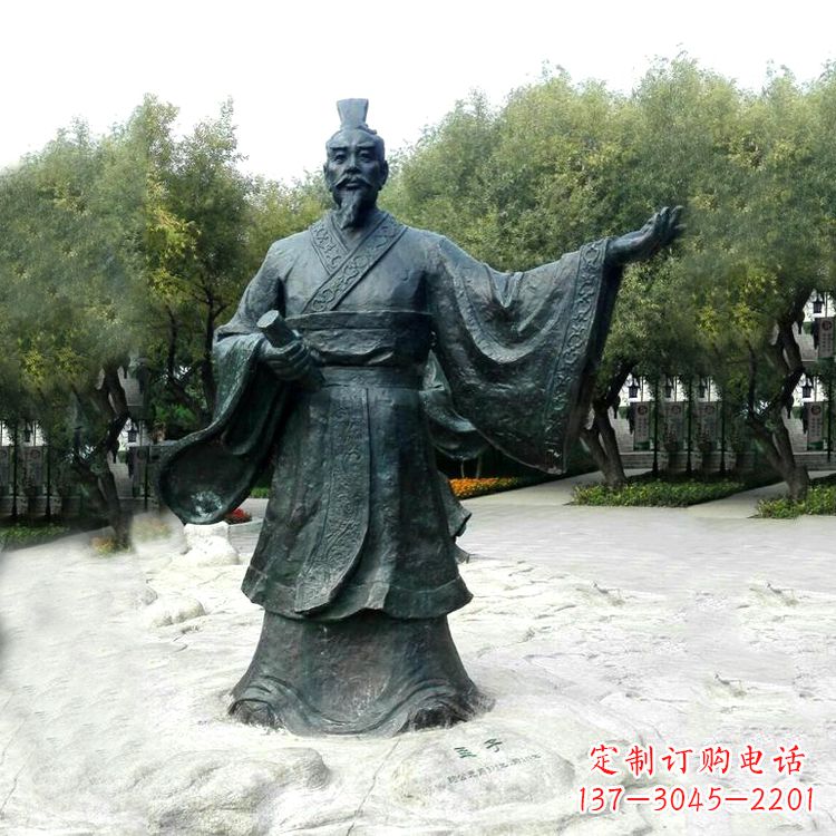 广东公园历史名人战国时期著名思想家孟子铜雕塑像