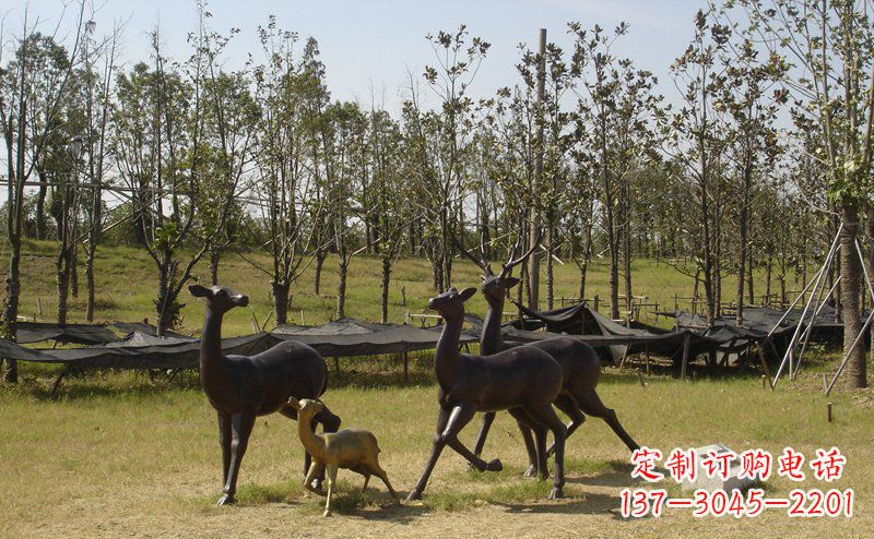 广东优雅雕塑-梅花鹿铜雕