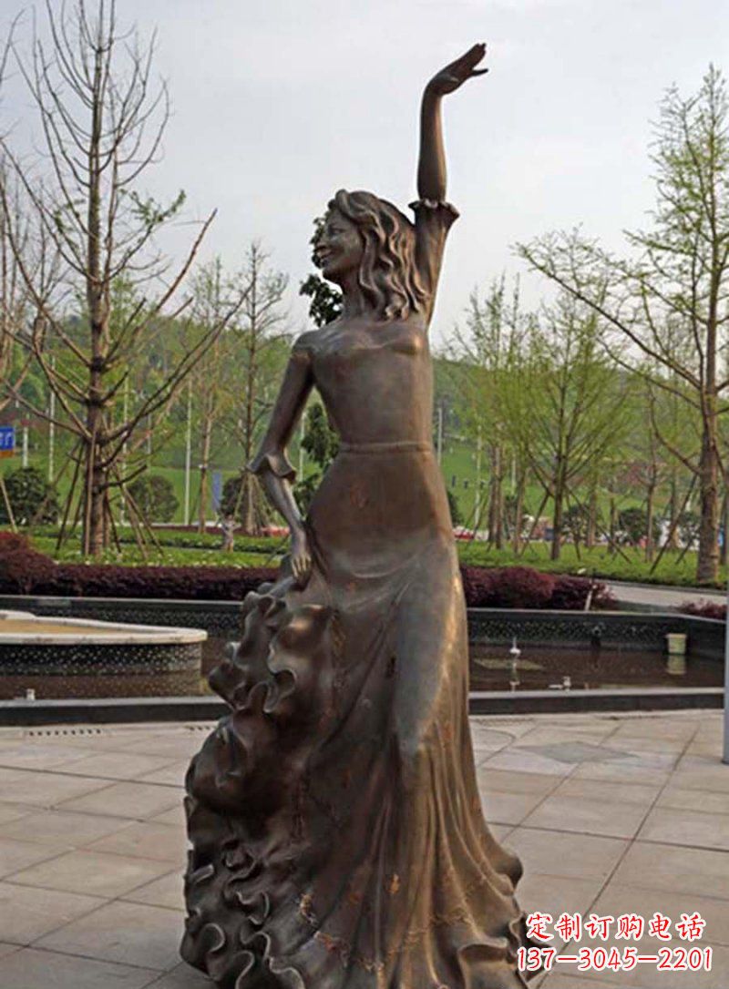 广东公园跳舞的女孩人物铜雕