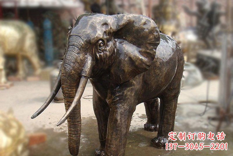 广东公园铜雕象牙大象动物雕塑