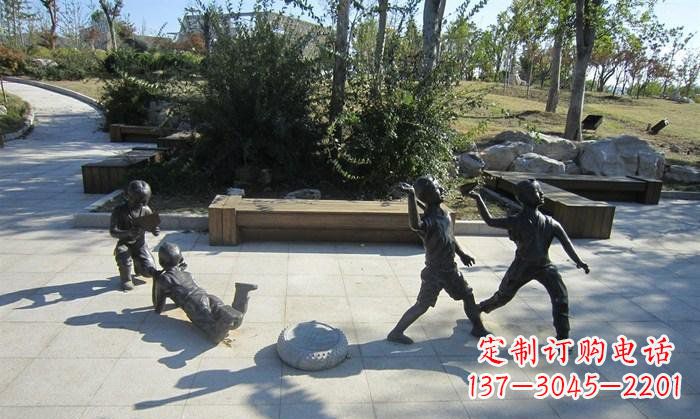 广东公园玩耍的儿童人物铜雕