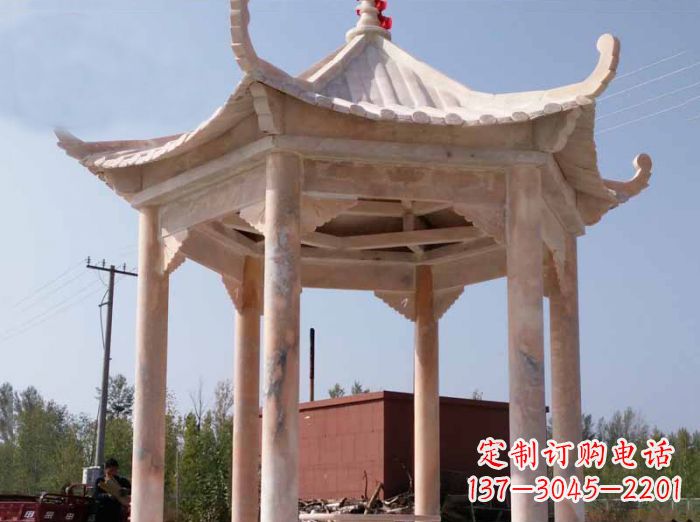 广东红六角凉亭雕塑
