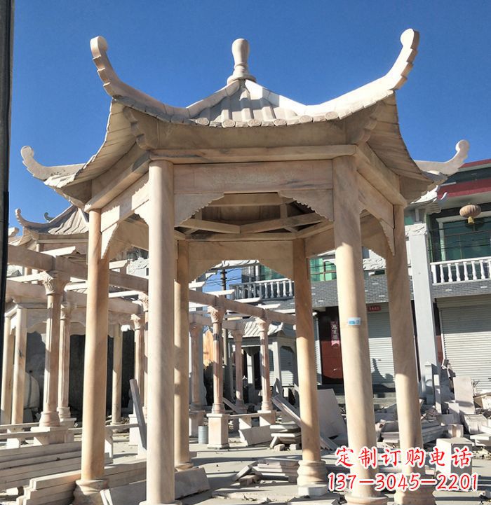 广东公园晚霞红凉亭雕塑