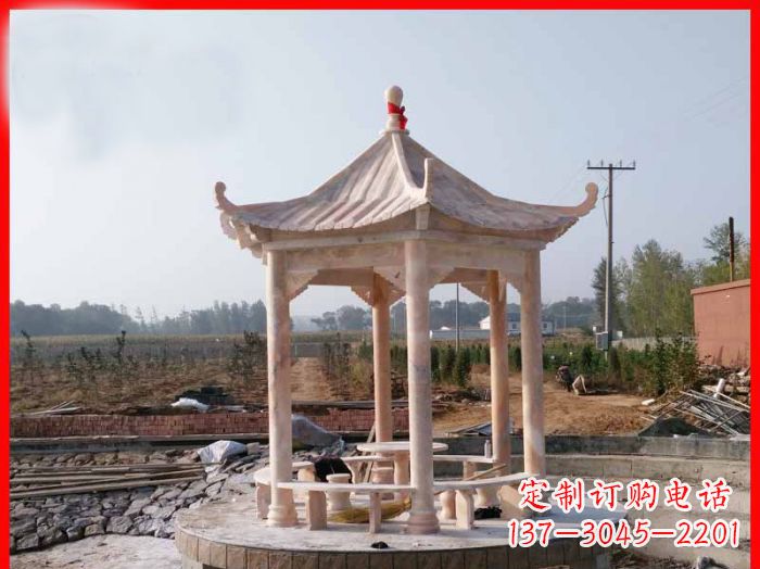 广东享受晚霞红,迎接舒适凉亭雕塑