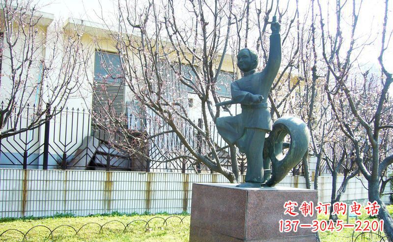 广东公园舞剑的老人人物铜雕