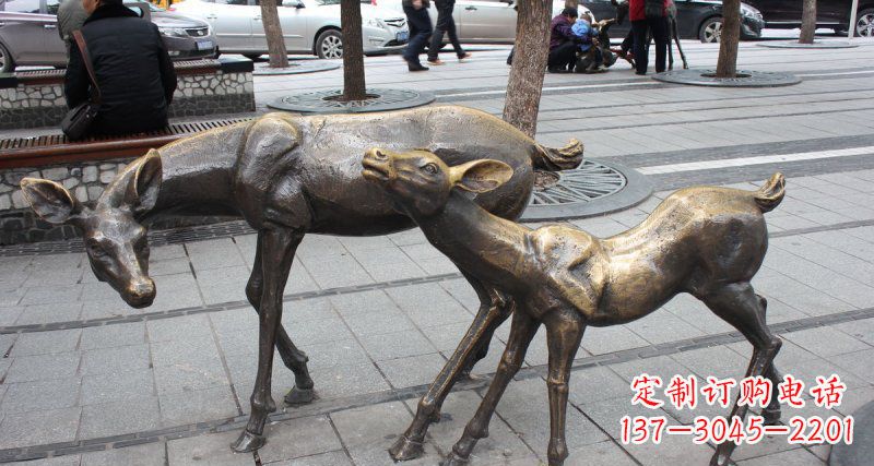 广东公园小鹿动物铜雕 (2)