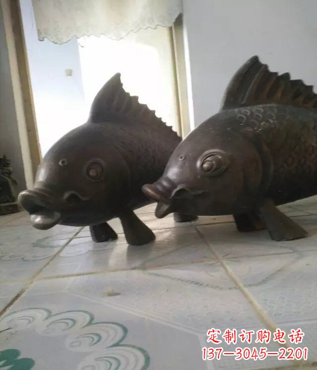 广东公园小鱼景观动物铜雕