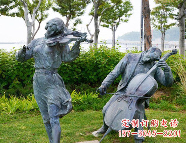 广东双面演奏大提琴&小提琴铜雕塑