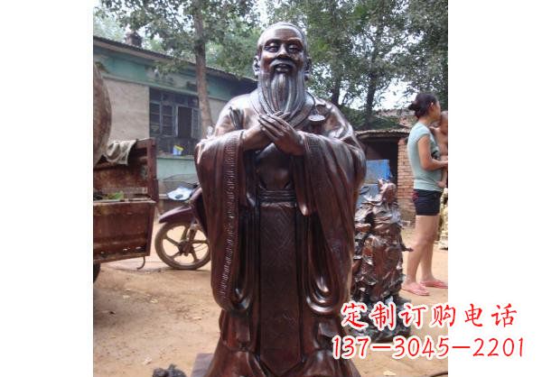 广东古代教育家人物孔子玻璃钢仿铜雕塑