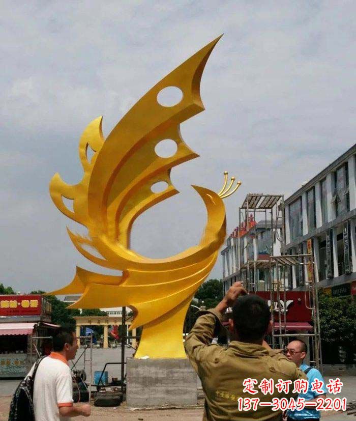 广东广场不锈钢抽象凤凰雕塑1