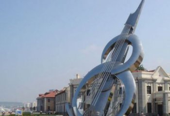 广东经典音乐雕塑：不锈钢大提琴