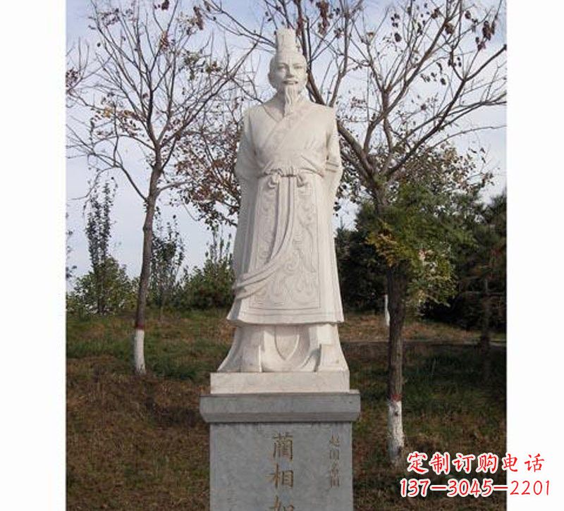 广东汉白玉蔺相如古代名人石雕