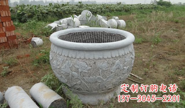 广东荷花花盆公园景观石雕，千般美妙一览无余