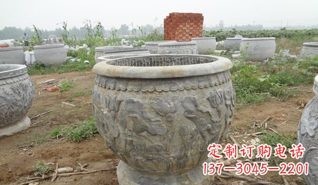广东荷花花盆公园景观石浮雕