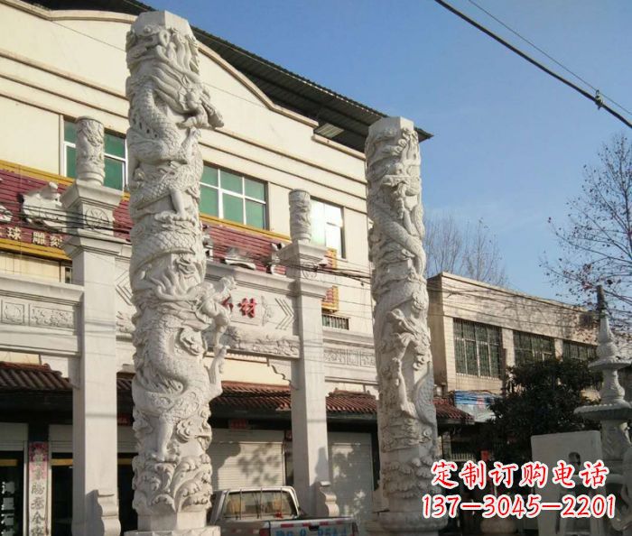 广东景区大理石龙柱石雕 (2)