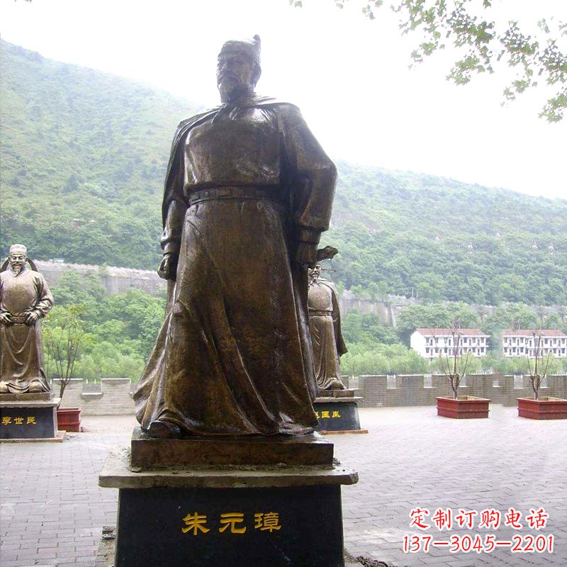 广东景区广场古代帝王明太祖朱元璋铜雕塑像