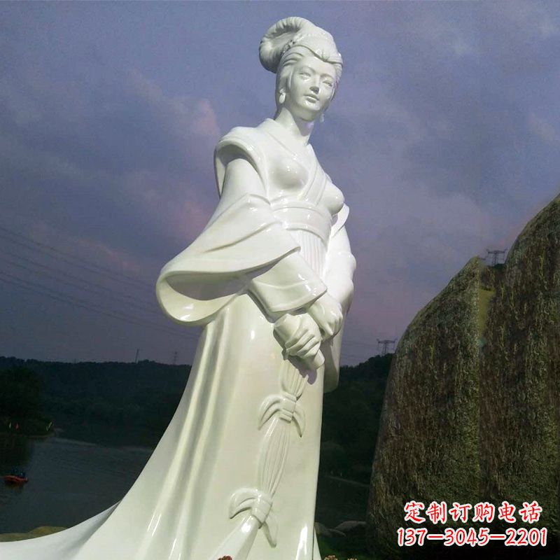 广东景区历史名人古代著名美女西施汉白玉石雕像