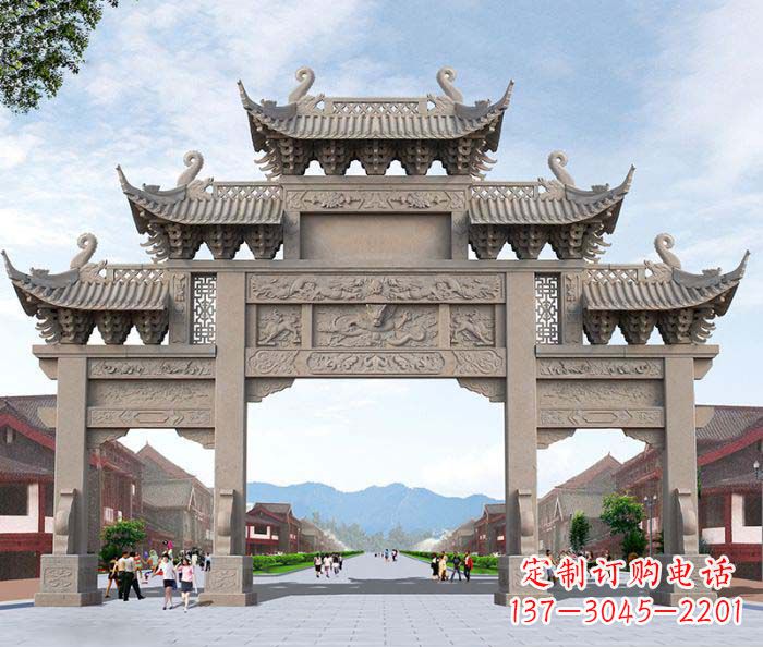 广东景区三门石雕牌楼——精美雕塑定制
