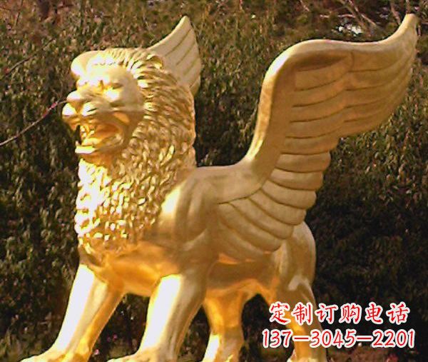 广东鎏金西洋狮子飞狮铜雕