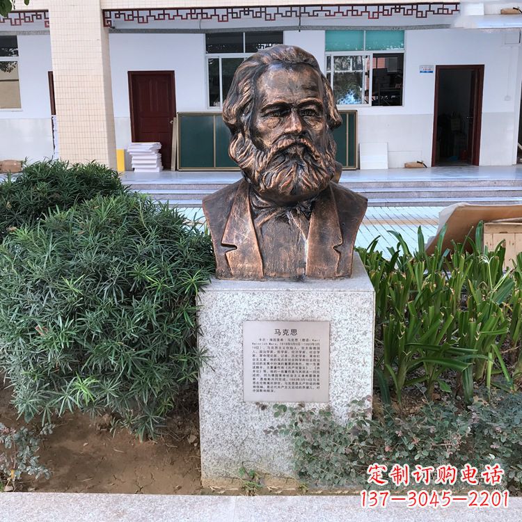 广东马克思铸铜头像校园名人雕塑