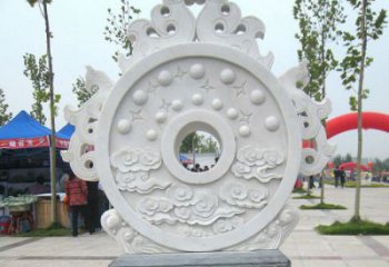 广东精雕细琢汉白玉双龙石门墩雕塑