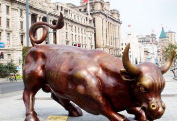 广东华尔街牛招财牛铜雕，拥有力量的象征