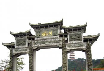 广东龙山景区大型石头雕塑牌楼，定制之选