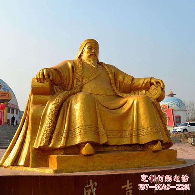 广东雕刻古代传奇军事家成吉思汗铜雕像