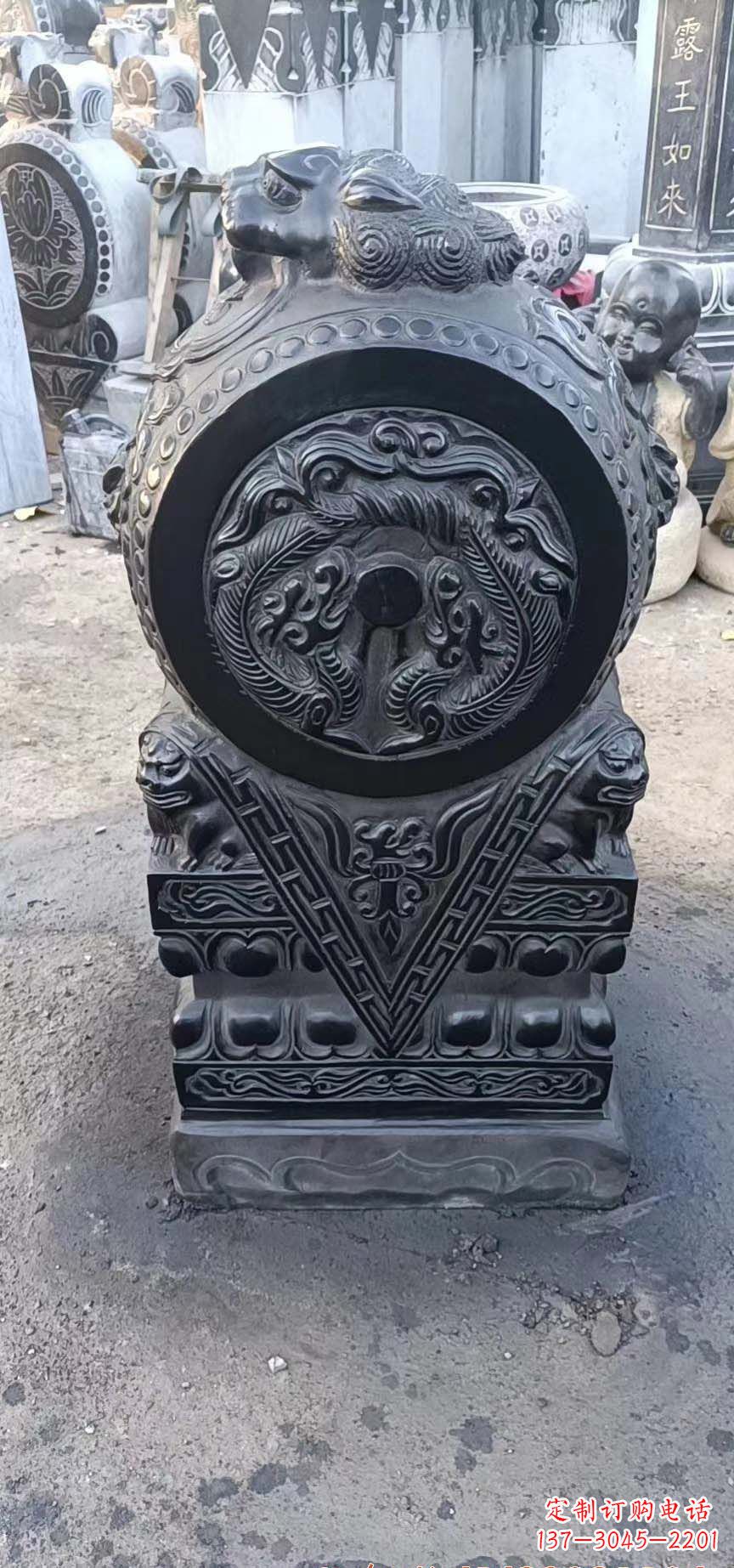 广东门墩石雕,营造青石抱鼓石之美