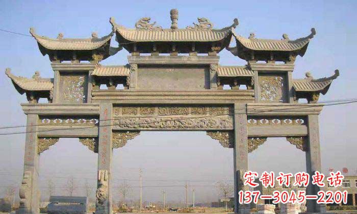 广东特色街角石雕牌坊精致典雅的装点