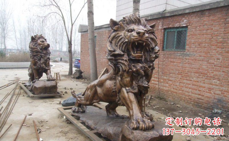 广东狮子企业动物铜雕