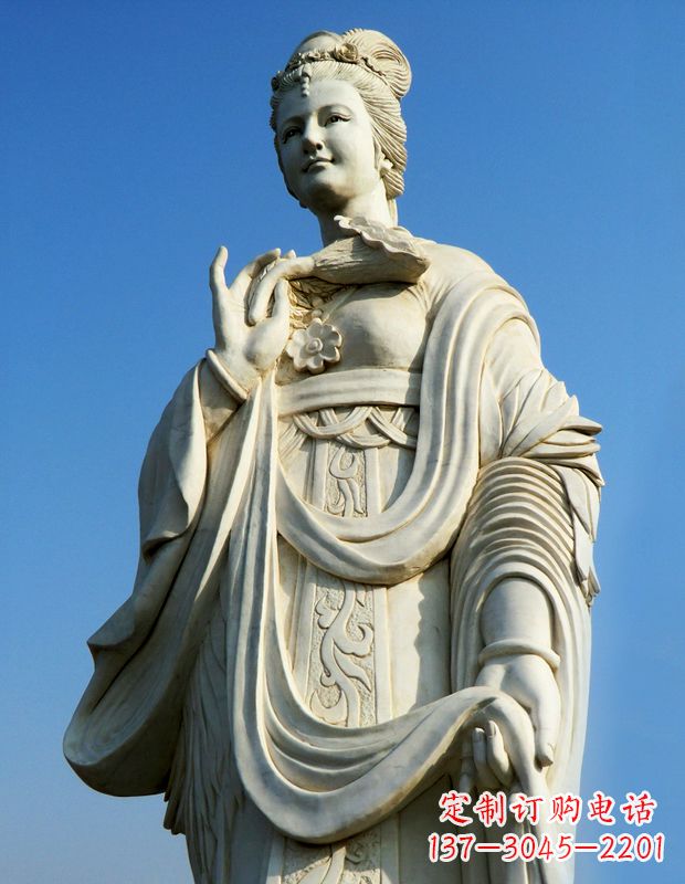 广东十二花神之七月鸡冠花蔡氏汉白玉古代美女雕像