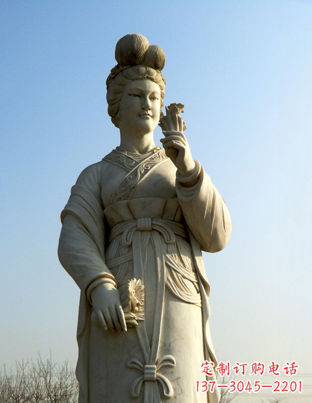 广东十二花神之十二月水仙花梁玉清汉白玉古代美女雕像