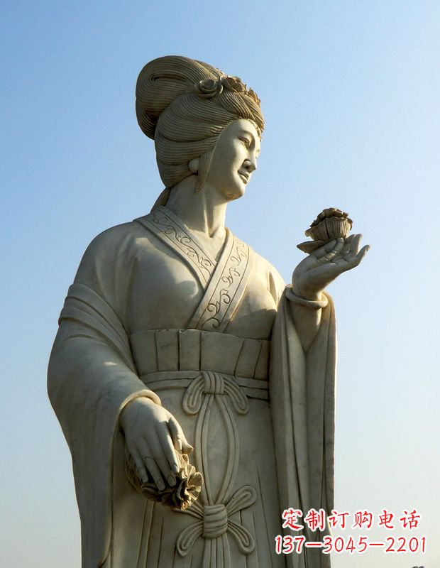 广东十二花神之十月芙蓉花花蕊夫人汉白玉古代美女雕像